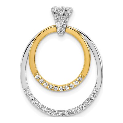 14K Two-Tone Gold 1/4 ct tw Lab-Grown Diamond Double Circle Slide Pendant