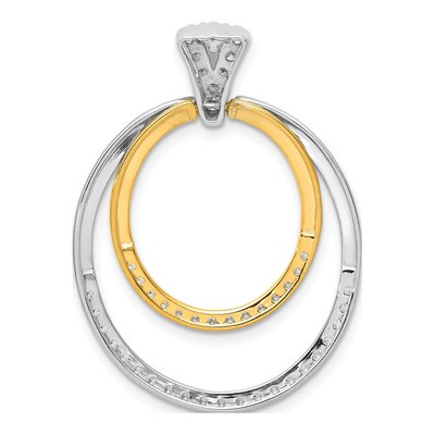 14K Two-Tone Gold 1/2 ct tw Diamond Fancy Double Circle Pendant – view 3
