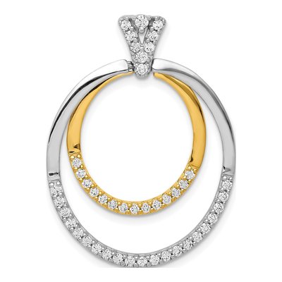 14K Two-Tone Gold 1/2 ct tw Diamond Fancy Double Circle Pendant