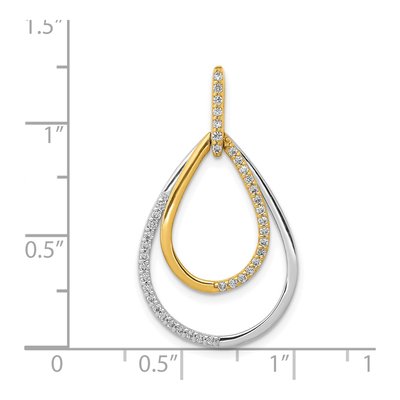 14K Two-Tone Gold 1/4 ct tw Diamond Double Teardrop Pendant – view 5