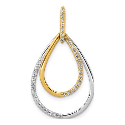 14K Two-Tone Gold 1/4 ct tw Diamond Double Teardrop Pendant