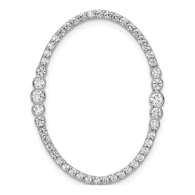 14K White Gold 3/4 ct tw Diamond Oval Slide Pendant