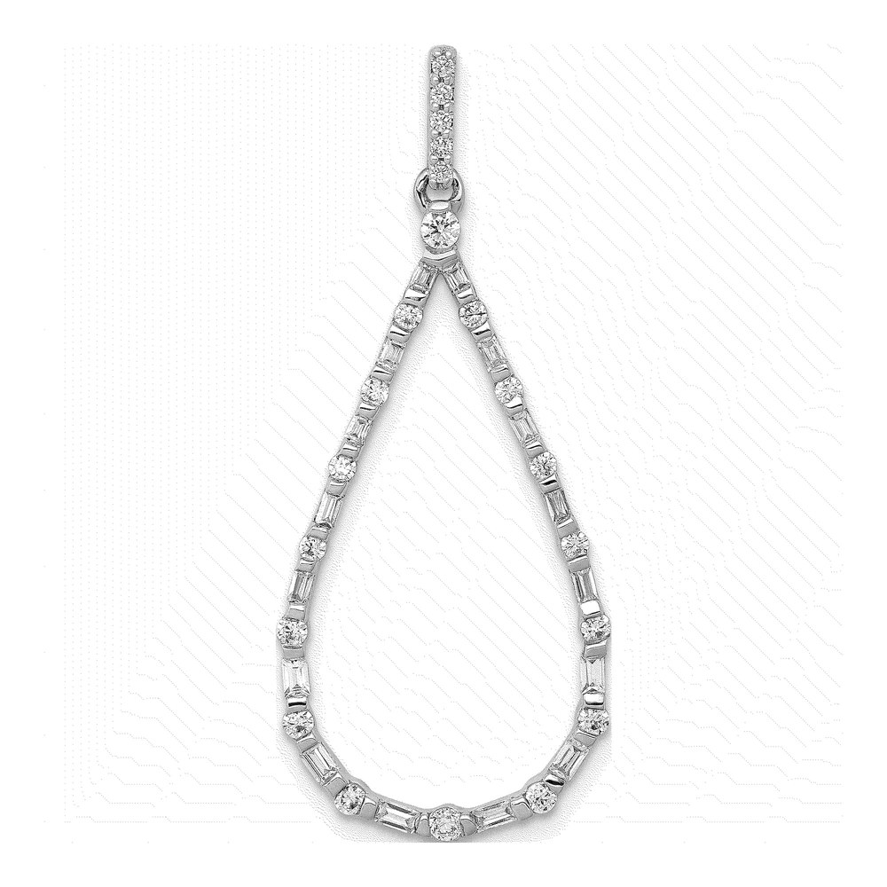 14K White Gold 1/2 ct tw Diamond Teardrop Pendant
