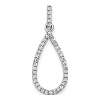 14K White Gold 1/4 ct tw Diamond Teardrop Pendant