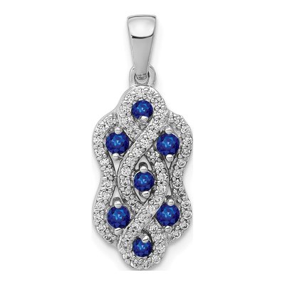 14K White Gold 1/4 ct tw Sapphire & Diamond Twist Pendant