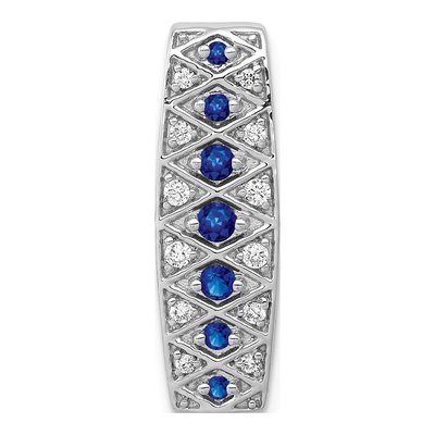 14K White Gold 1/5 ct tw Sapphire & Diamond Graduated Slide Pendant