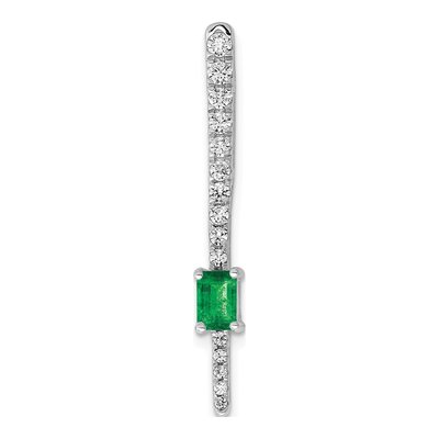 14K White Gold 1/3 ct tw Emerald & Diamond Slide Pendant