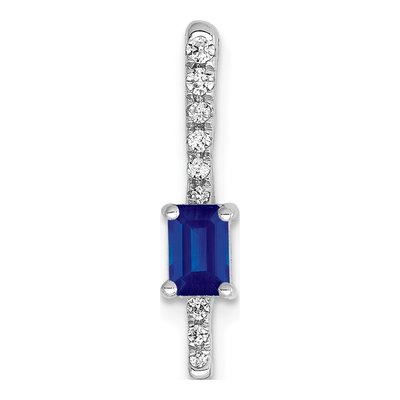 14K White Gold 1/15 ct tw Sapphire & Diamond Slide Pendant