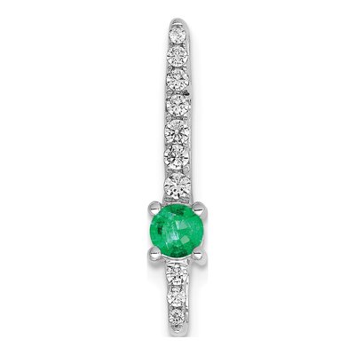 14K White Gold 1/7 ct tw Emerald & Diamond Graduated Slide Pendant