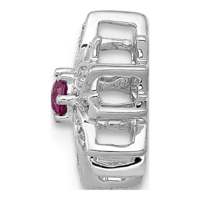 14K White Gold 1/20 ct tw Ruby & Diamond Flower Slide Pendant – view 2