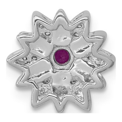 14K White Gold 1/20 ct tw Ruby & Diamond Flower Slide Pendant – view 3