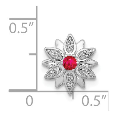 14K White Gold 1/20 ct tw Ruby & Diamond Flower Slide Pendant – view 4