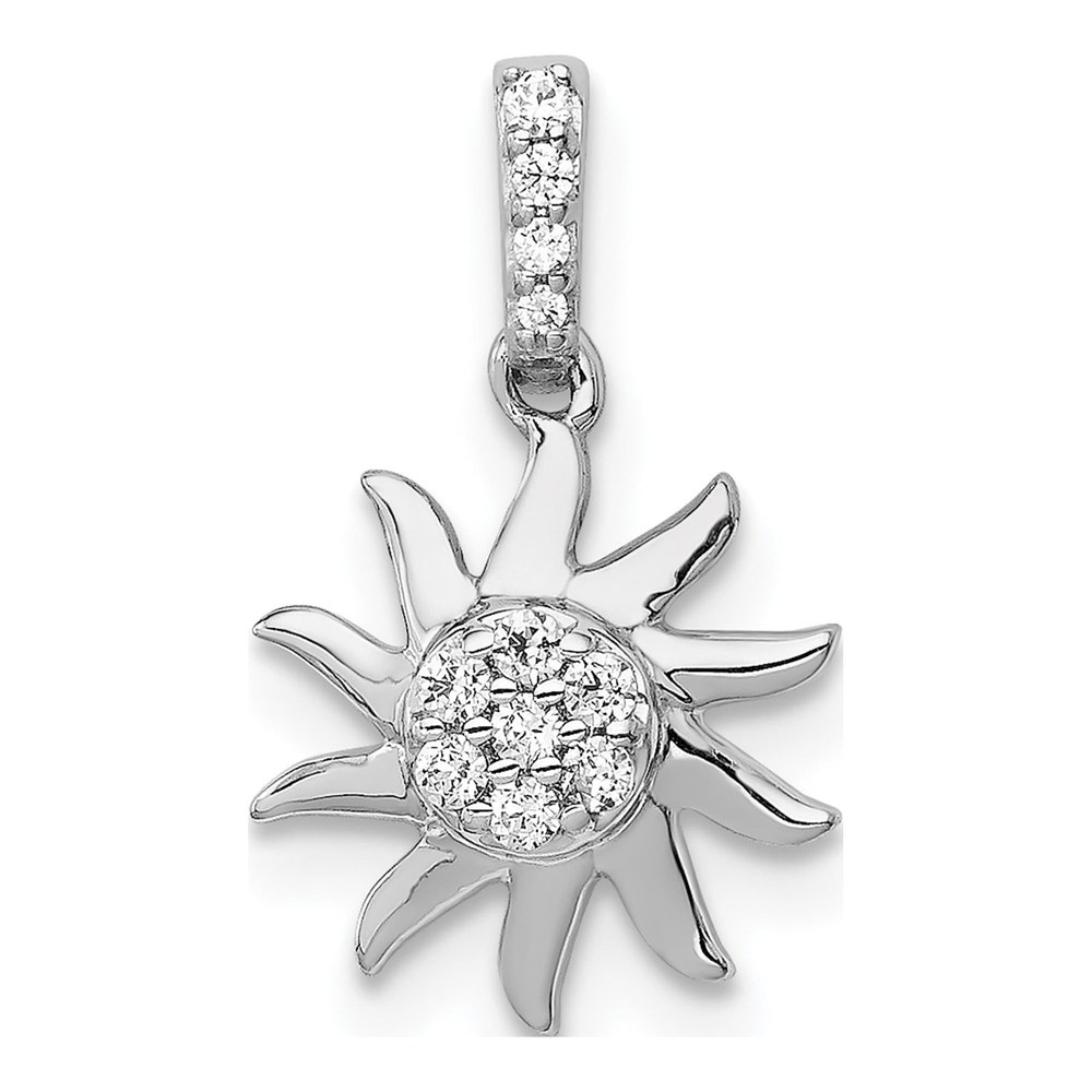 14K White Gold 1/15 ct tw Diamond Sun Pendant