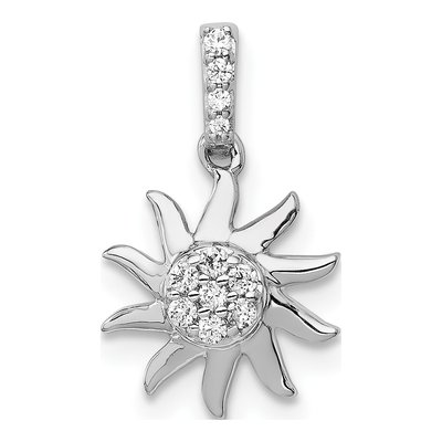 14K White Gold 1/15 ct tw Diamond Sun Pendant