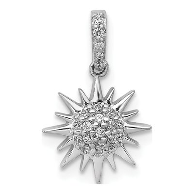 14K White Gold 1/10 ct tw Diamond Fancy Sun Star Pendant