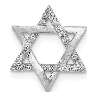 14K White Gold 1/10 ct tw Diamond Star of David Slide Pendant
