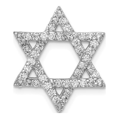 14K White Gold 1/2 ct tw Diamond Star of David Slide Pendant
