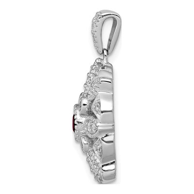 14K White Gold 1/4 ct tw Garnet & Diamond Vintage Pendant – view 2