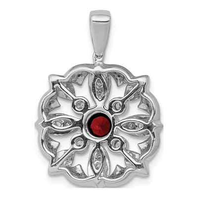 14K White Gold 1/4 ct tw Garnet & Diamond Vintage Pendant – view 3