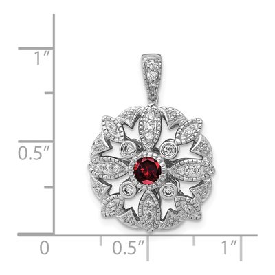 14K White Gold 1/4 ct tw Garnet & Diamond Vintage Pendant – view 4
