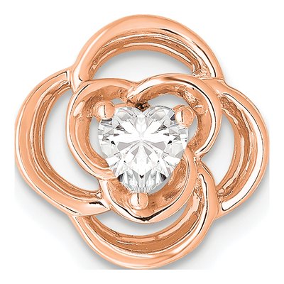 14K Rose Gold 1/4 ct tw Lab-Grown Diamond Flower Slide Pendant