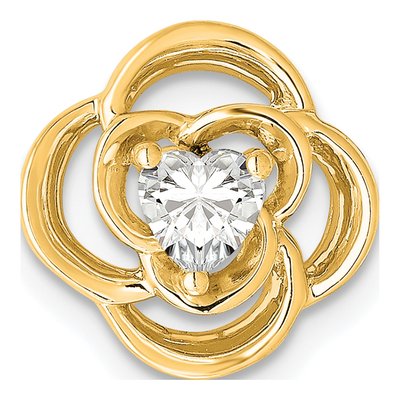 14K Yellow Gold 1/4 ct tw Lab-Grown Diamond Flower Slide Pendant