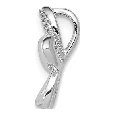 14K White Gold 1/20 ct tw Diamond Plumeria Flower Slide Pendant – view 3