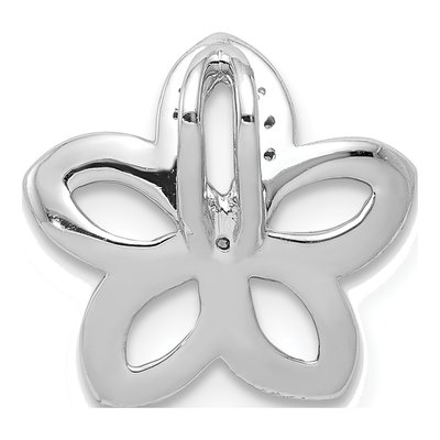 14K White Gold 1/20 ct tw Diamond Plumeria Flower Slide Pendant – view 4
