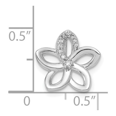 14K White Gold 1/20 ct tw Diamond Plumeria Flower Slide Pendant – view 5