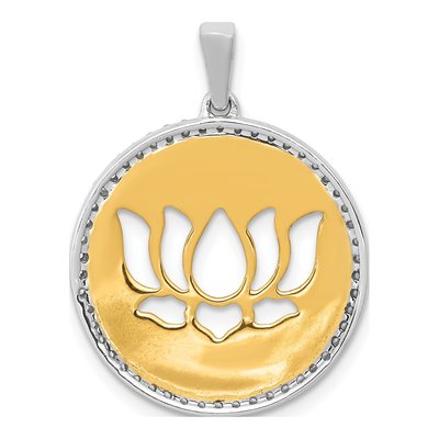 14K Two-Tone Gold 1/4 ct tw Diamond Lotus Flower Pendant – view 3