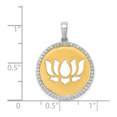 14K Two-Tone Gold 1/4 ct tw Diamond Lotus Flower Pendant – view 4