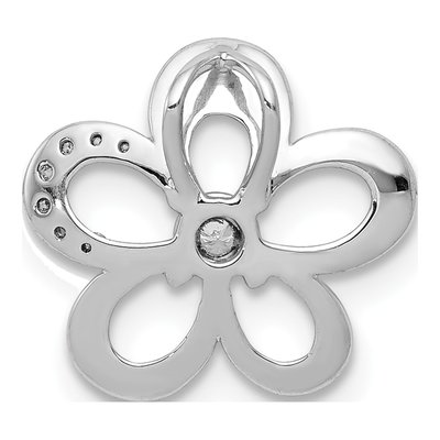 14K White Gold 1/20 ct tw Diamond Flower Slide Pendant – view 3