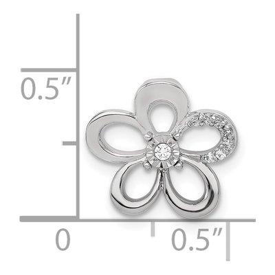 14K White Gold 1/20 ct tw Diamond Flower Slide Pendant – view 4