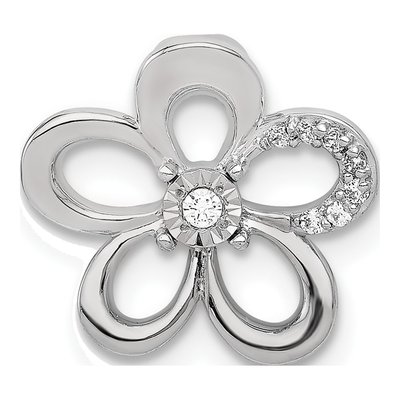 14K White Gold 1/20 ct tw Diamond Flower Slide Pendant