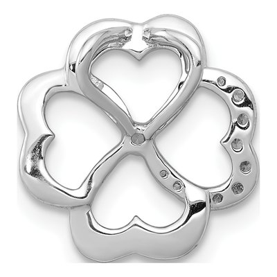 14K White Gold 1/15 ct tw Diamond Four Leaf Clover Slide Pendant – view 4