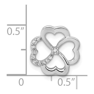 14K White Gold 1/15 ct tw Diamond Four Leaf Clover Slide Pendant – view 5