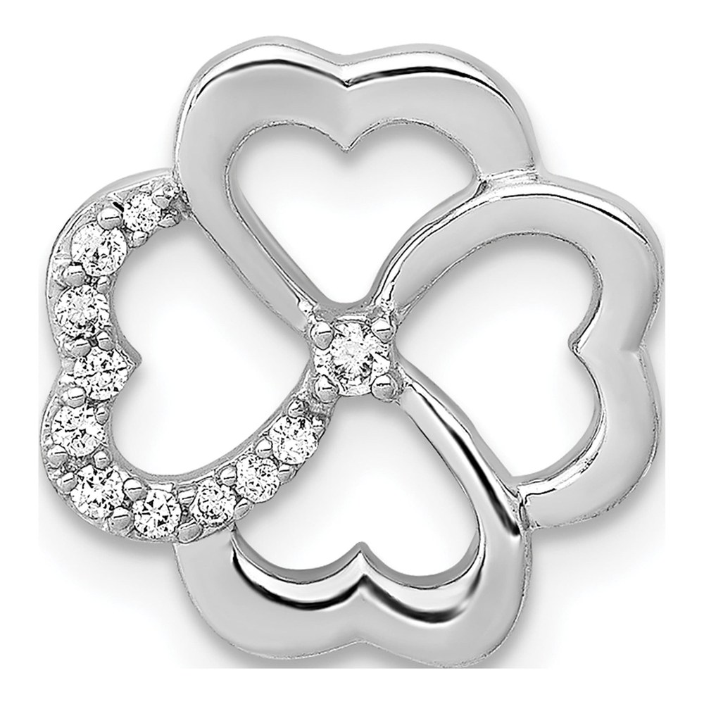 14K White Gold 1/15 ct tw Diamond Four Leaf Clover Slide Pendant