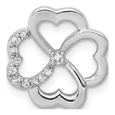 14K White Gold 1/15 ct tw Diamond Four Leaf Clover Slide Pendant