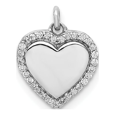 14K White Gold 1/10 ct tw Diamond Heart Pendant
