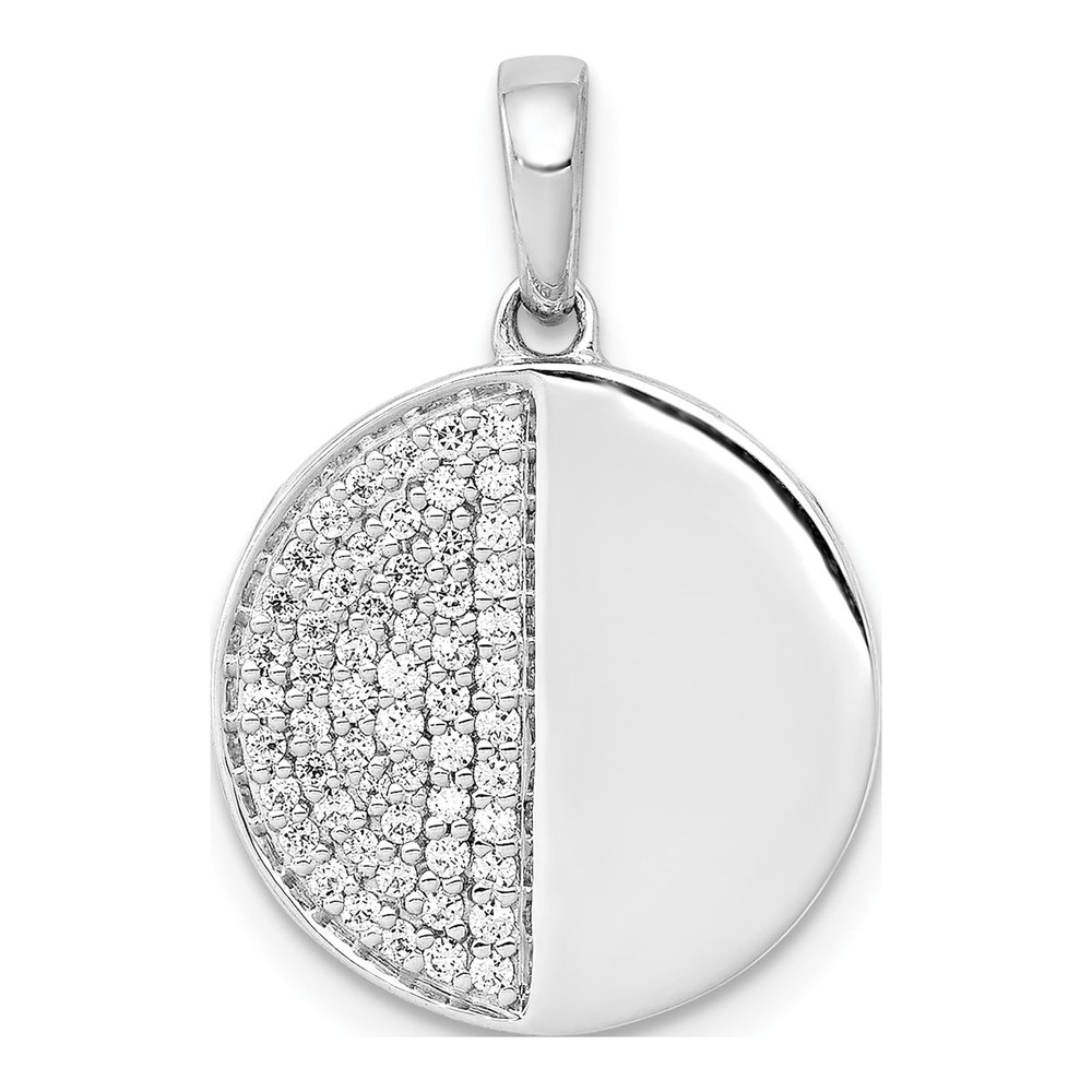 14K White Gold 1/4 ct tw Diamond Fancy Half Circle Pendant