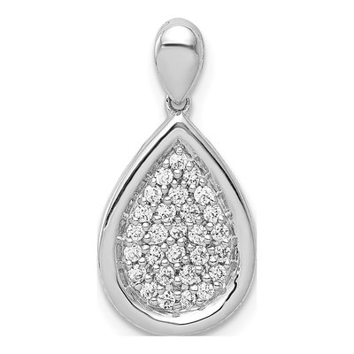 14K White Gold 1/4 ct tw Diamond Pave Teardrop Pendant