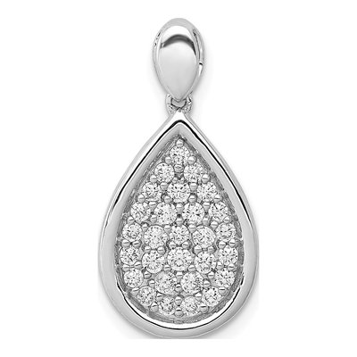 14K White Gold 1/2 ct tw Diamond Pave Teardrop Pendant