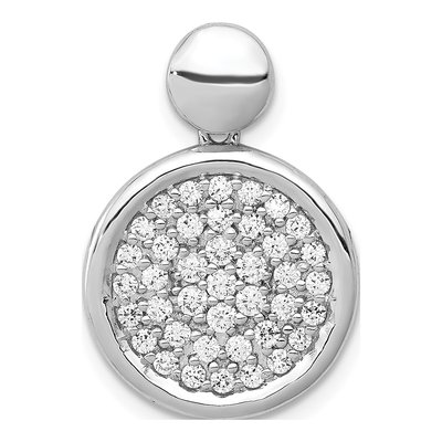 14K White Gold 1/2 ct tw Diamond Pave Circle Pendant