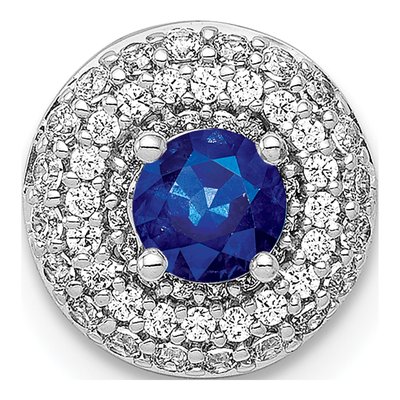 14K White Gold 1/4 ct tw Sapphire & Diamond Halo Slide Pendant