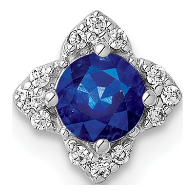 14K White Gold Sapphire & Diamond Slide Pendant