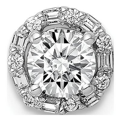 14K White Gold 1/20 ct tw Diamond Halo Slide Pendant