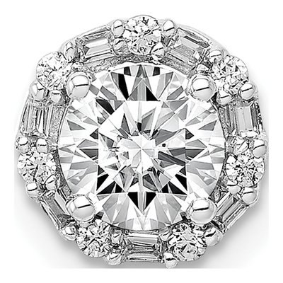 14K White Gold 1/10 ct tw Diamond Halo Slide Pendant
