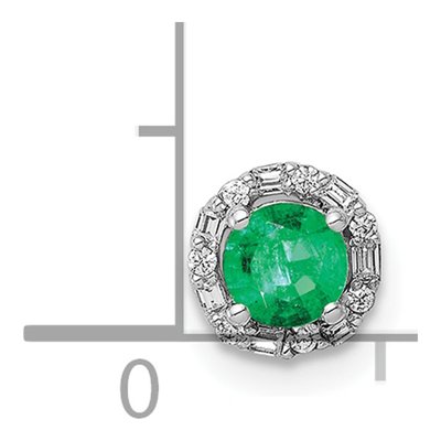 14K White Gold 1/20 ct tw Emerald & Diamond Halo Slide Pendant – view 2