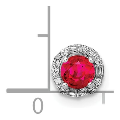 14K White Gold 1/20 ct tw Ruby & Diamond Halo Slide Pendant – view 3
