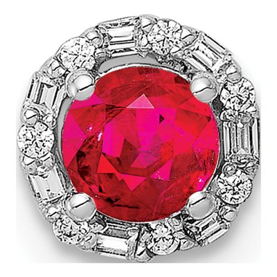 14K White Gold 1/20 ct tw Ruby & Diamond Halo Slide Pendant